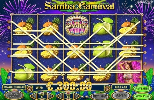 Выигрышные комбинации символов игрового автомата Samba Carnival
